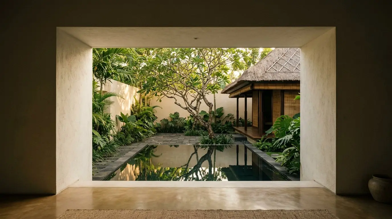 VILLA SAMUDRA — Courtyard threshold — late afternoon